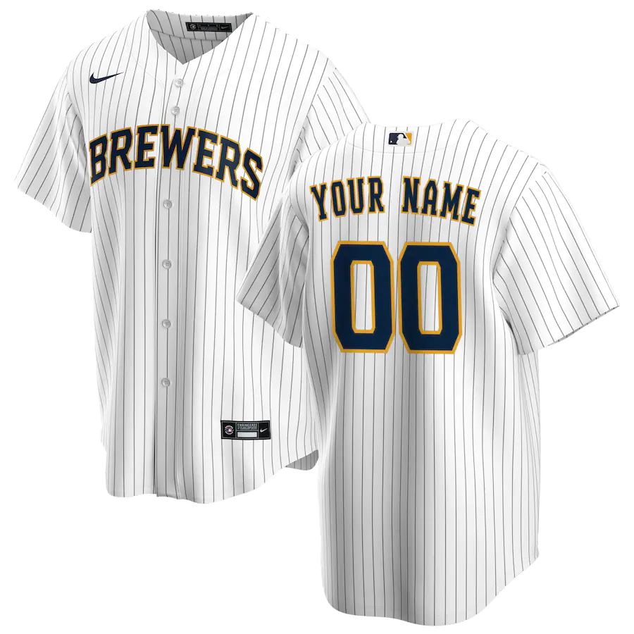 Men's Milwaukee Brewers White Alternate Replica Custom Jerseys