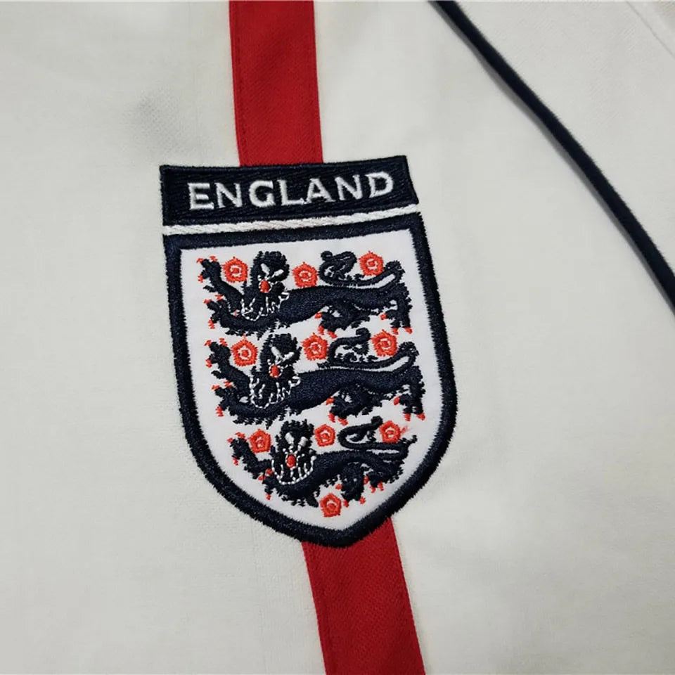2002 England Home White Retro Soccer Jersey Detail 3