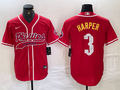 Men's Philadelphia Phillies Bryce Harper #3 Red Player Jerseys Joint Edition
