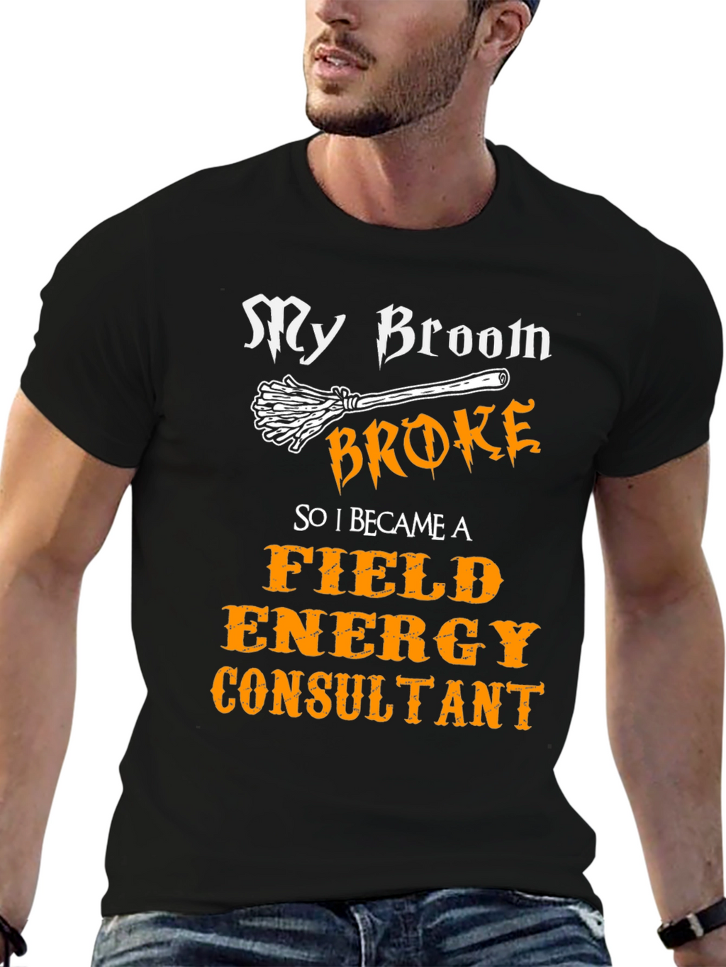 Broom Broke Field Energy Consultant Graphic Tee
