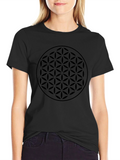 Mens Black Flower of Life Graphic T-Shirt