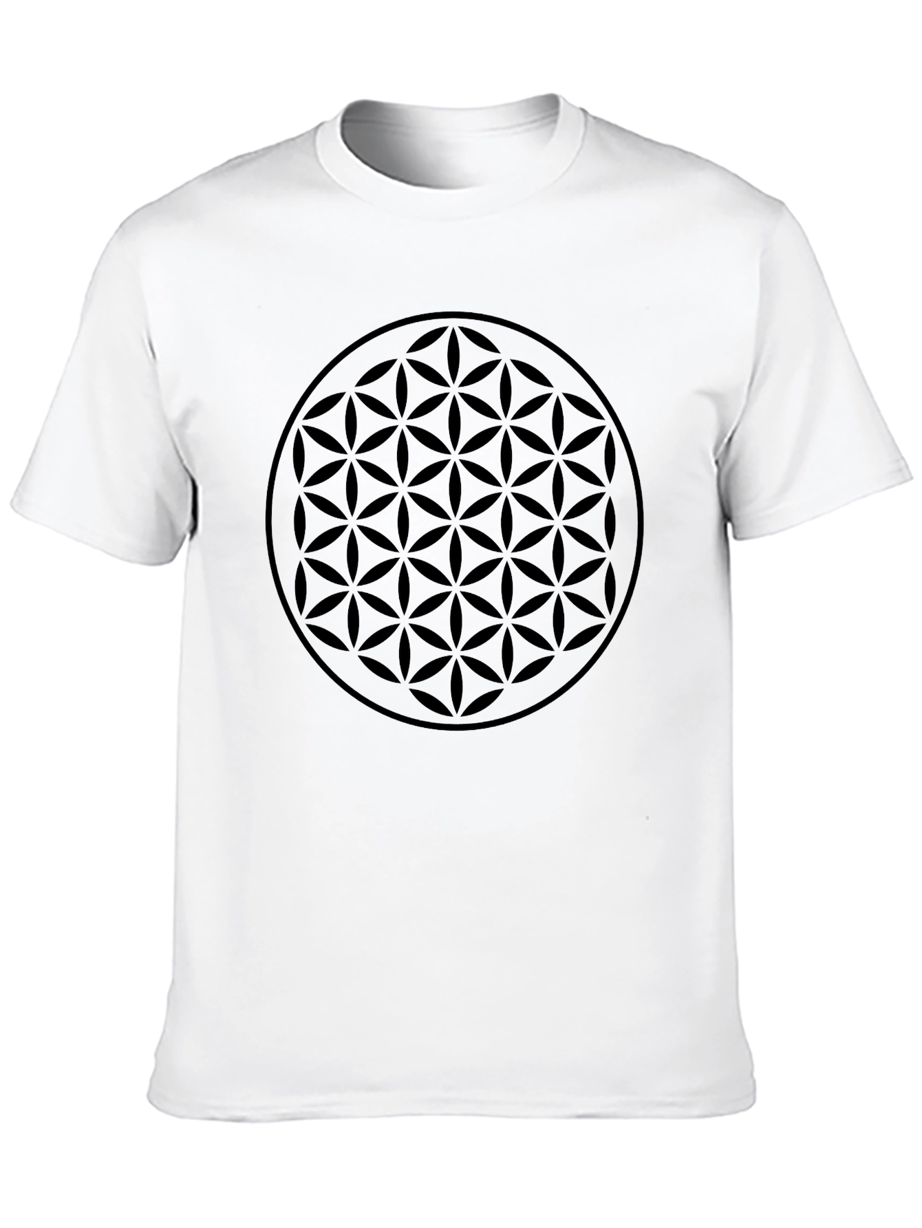 Mens Black Flower of Life Graphic T-Shirt