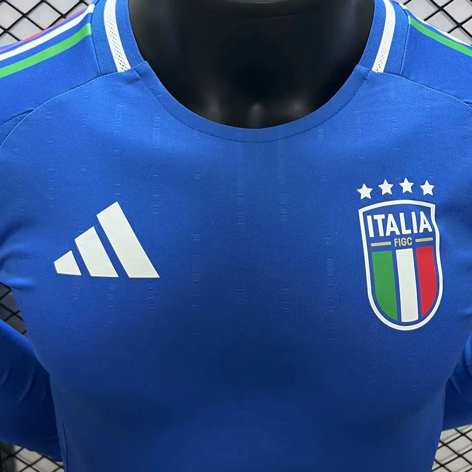2024 Italy Home Blue Player Version Long Sleeve Jersey Detail 1