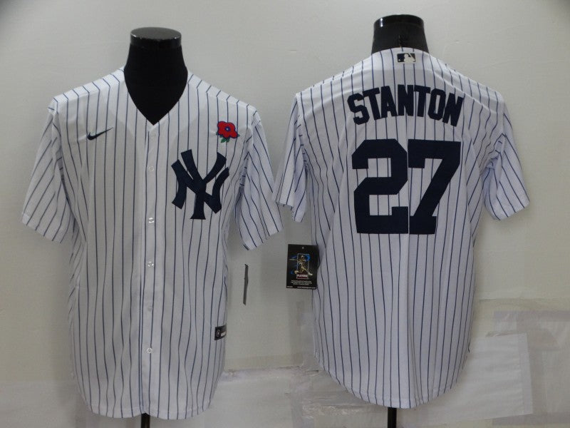 Men's New York Yankees Giancarlo Stanton #27 White Replica Player Jerseys