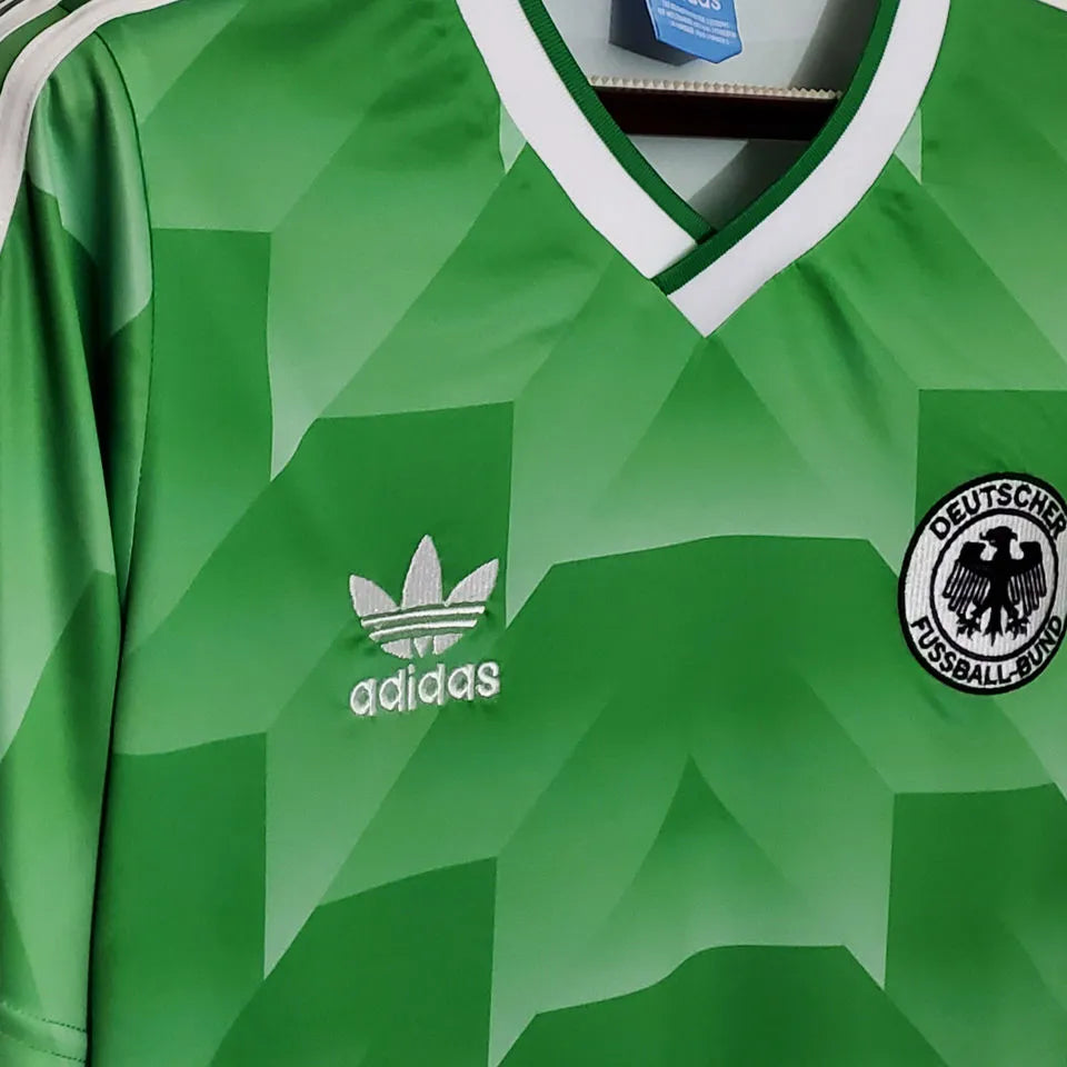 1988 Germany Away Green Retro Soccer Jersey Detail 4