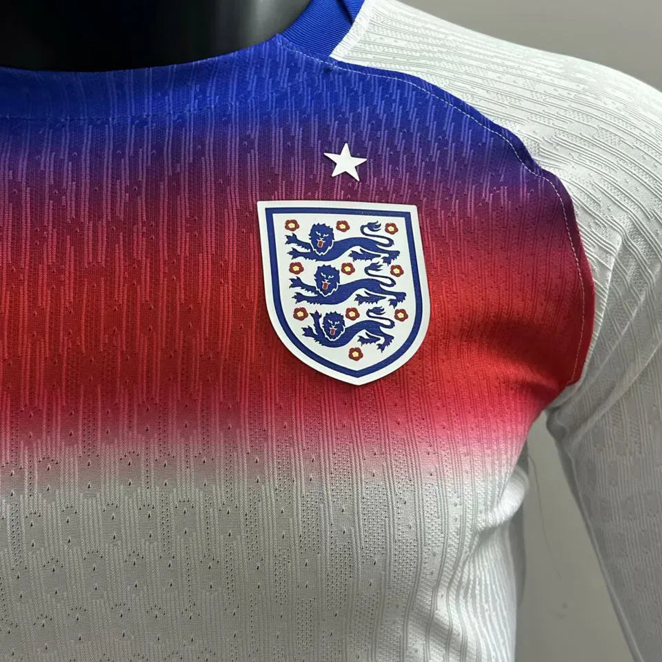 2025/26 England Home White Player Version Long Sleeve Soccer Jersey Detail 3