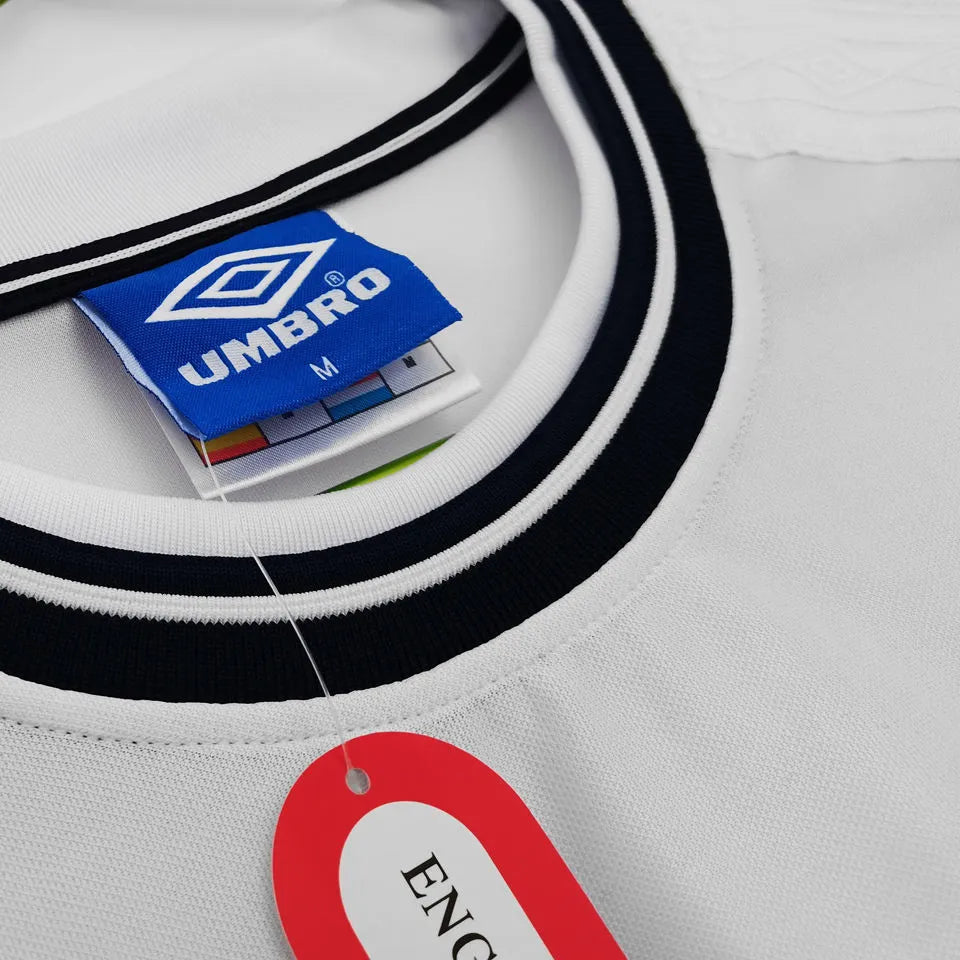 1999/2001 England Home White Retro Soccer Jersey Detail 3