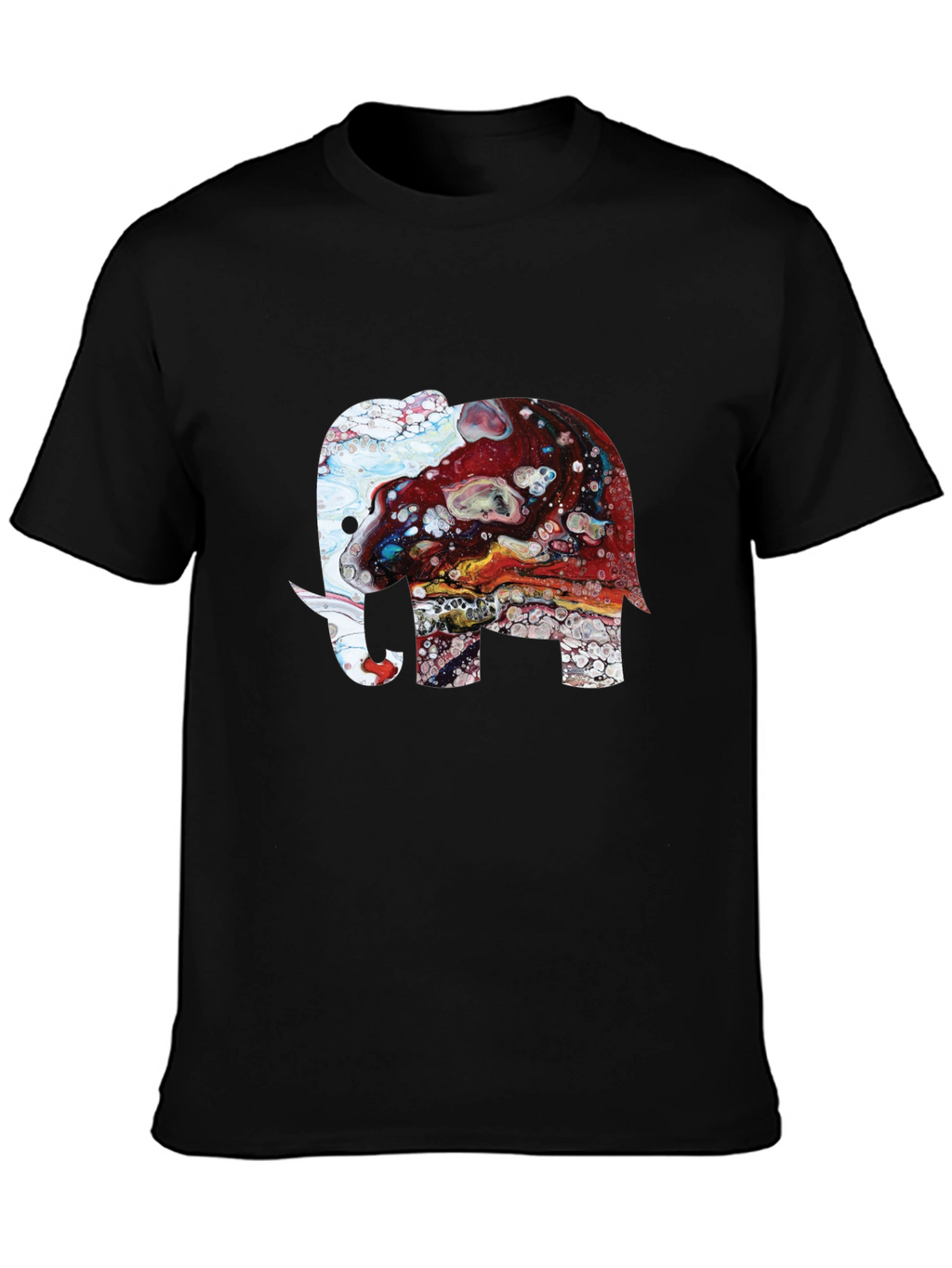Elephant Art Print Graphic Tee - Mens Black T-Shirt