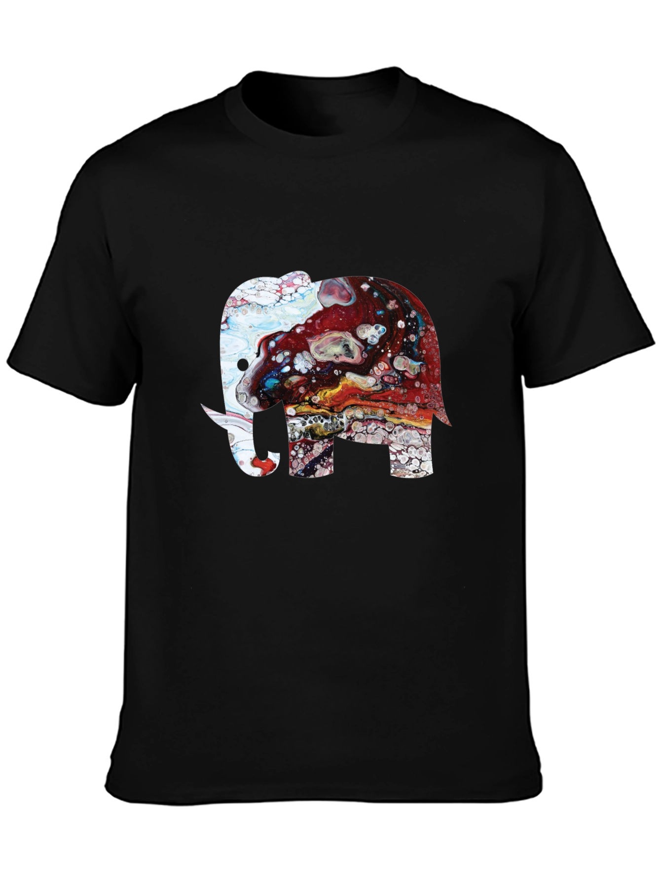 Elephant Art Print Graphic Tee - Mens Black T-Shirt