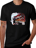 Elephant Art Print Graphic Tee - Mens Black T-Shirt