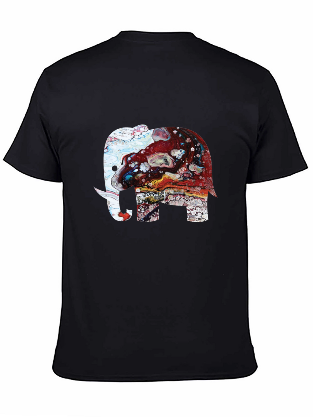 Elephant Art Print Graphic Tee - Mens Black T-Shirt