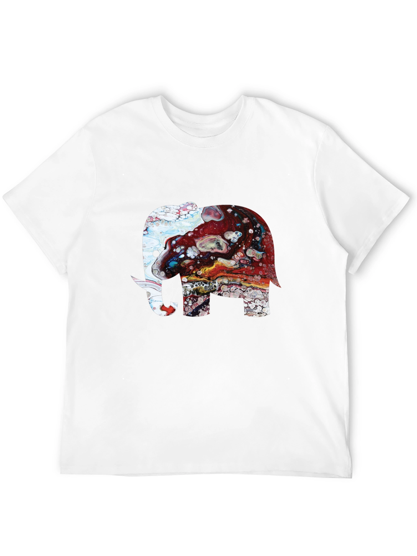Elephant Art Print Graphic Tee - Mens Black T-Shirt