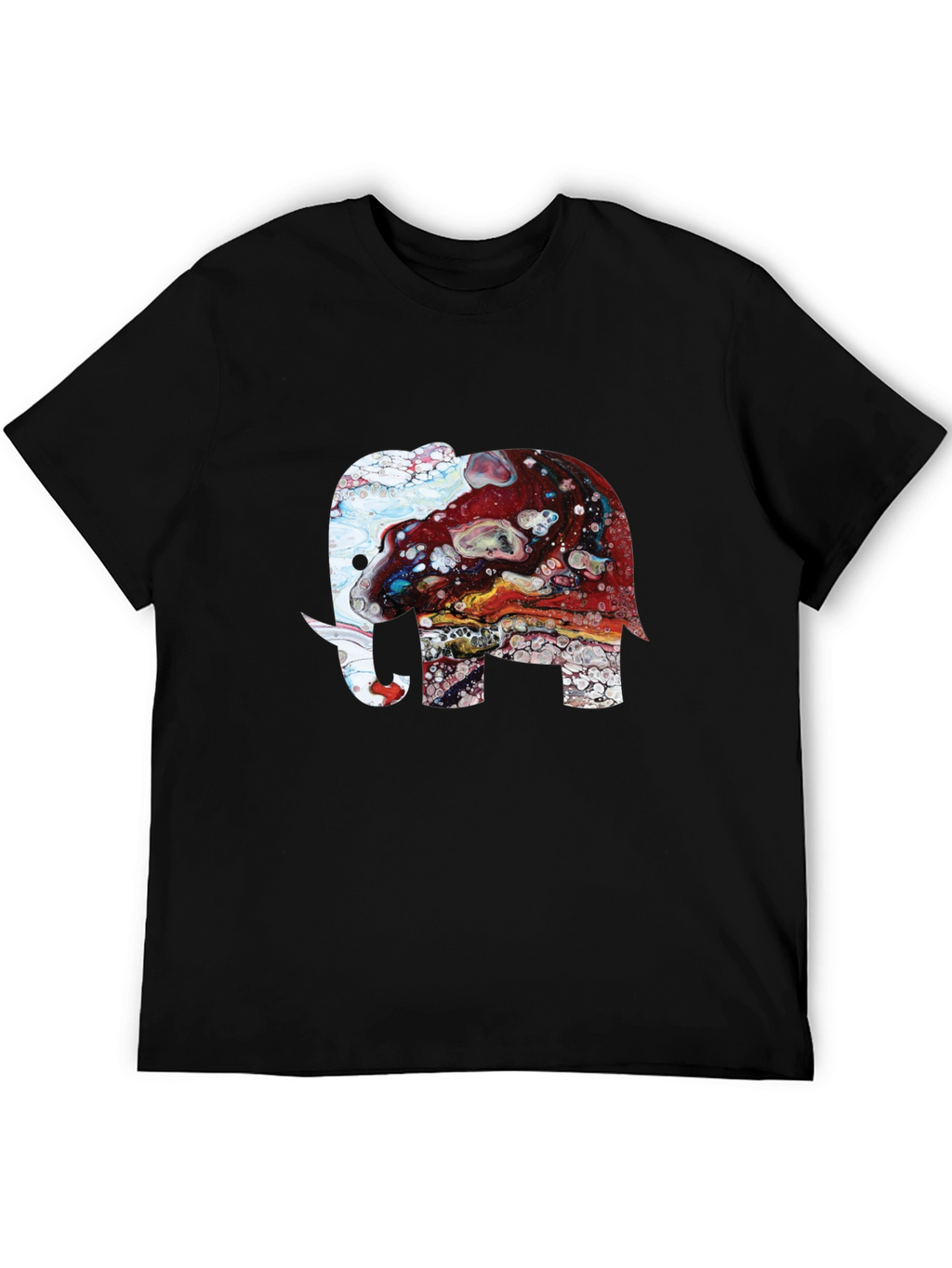 Elephant Art Print Graphic Tee - Mens Black T-Shirt
