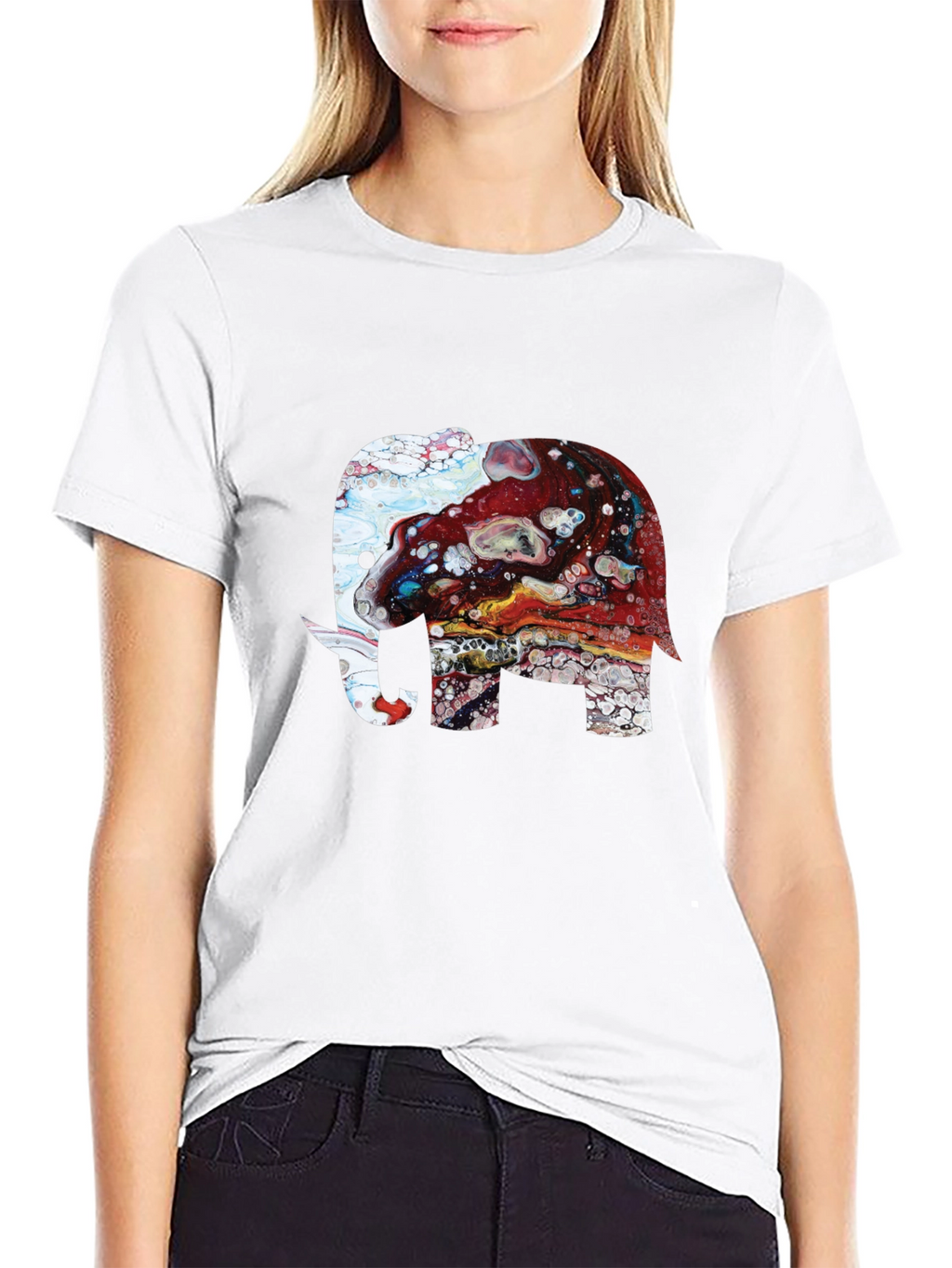 Elephant Art Print Graphic Tee - Mens Black T-Shirt