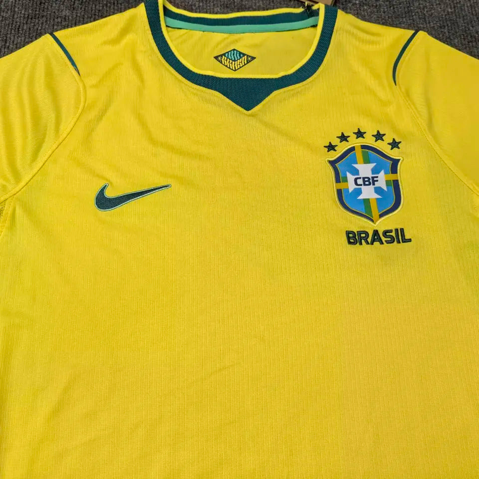 2026/27 Brazil 1:1 Quality Home Yellow Fans Soccer Jersey (Have Right Patch 有右臂章 金底白字） Detail 4
