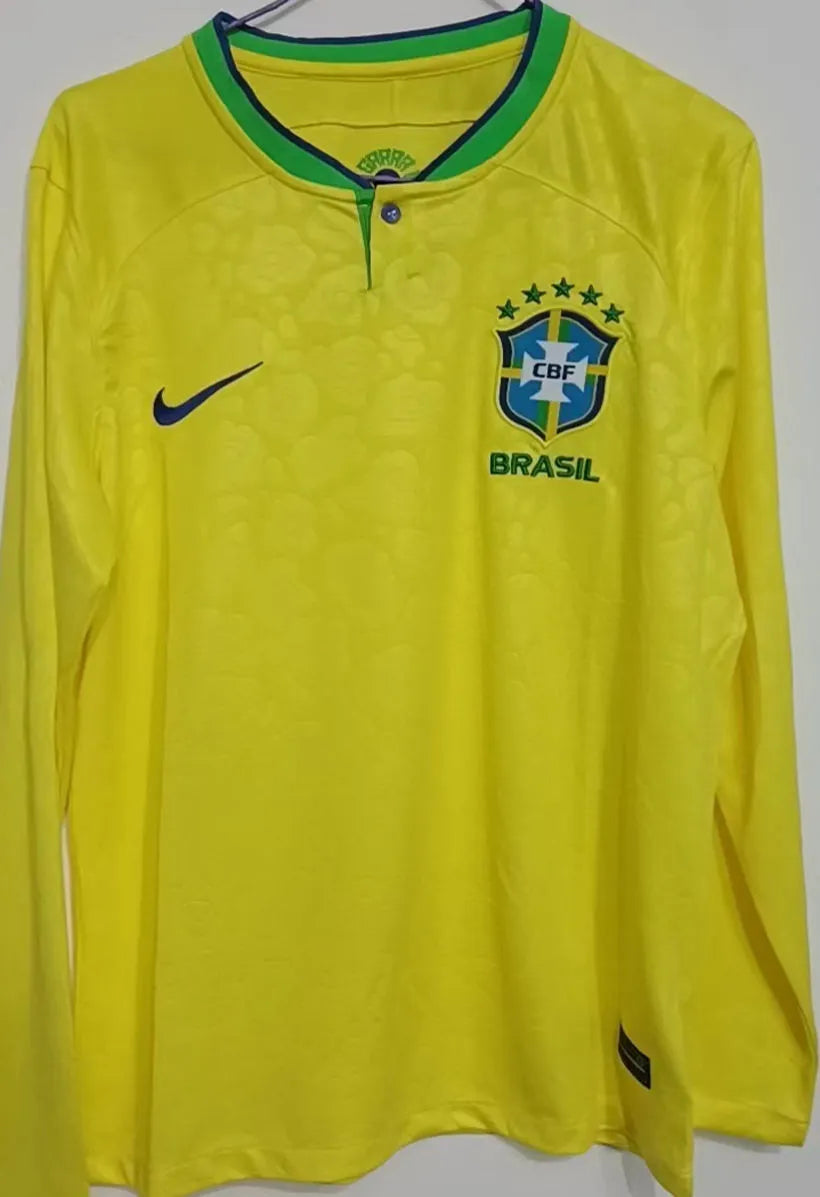 2022/23 Brazil Home Yellow Long Sleeve Jersey Front