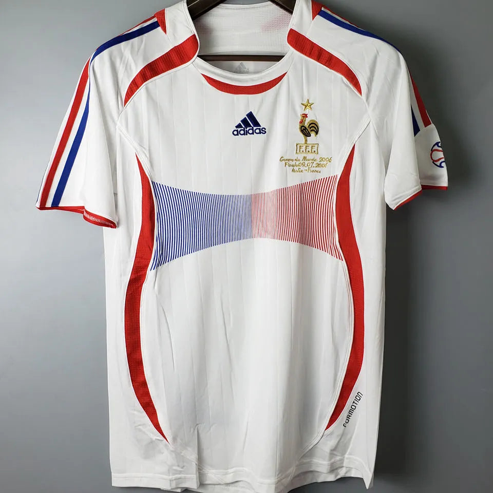 2006 France Away White Retro Soccer Jersey Detail 1