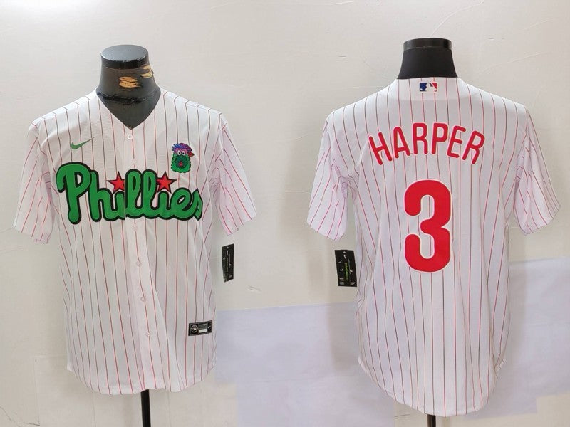 Men's Philadelphia Phillies Bryce Harper #3 White Limited Player Jerseys