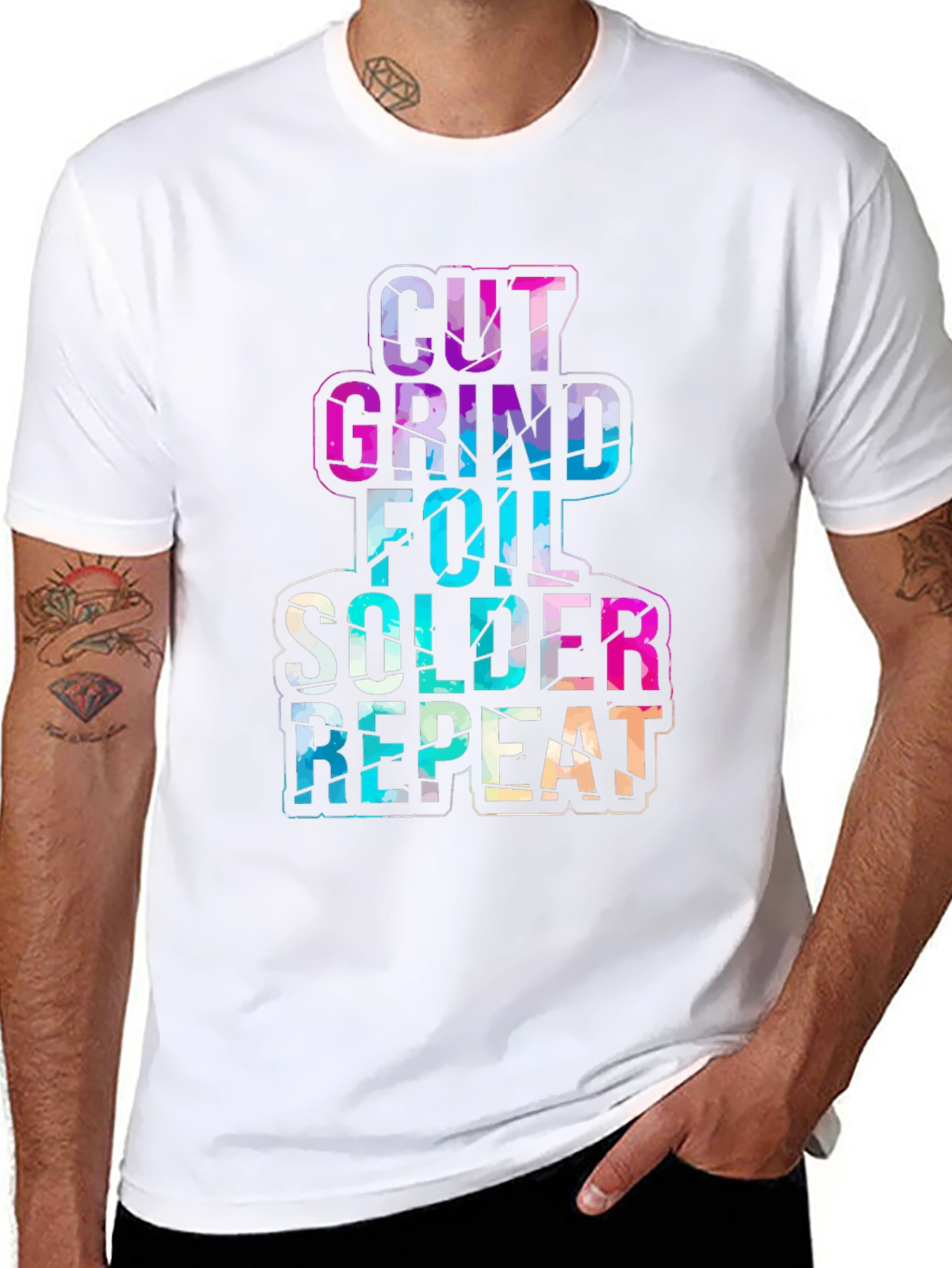 Cut Grind Foil Solder Repeat Black T-Shirt