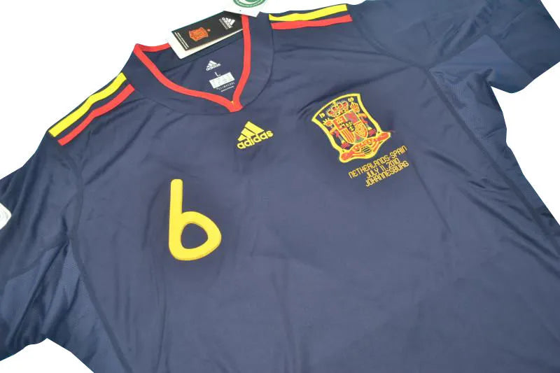 2010 Spain Away Royal Blue Retro Long Sleeve Jersey Detail 3