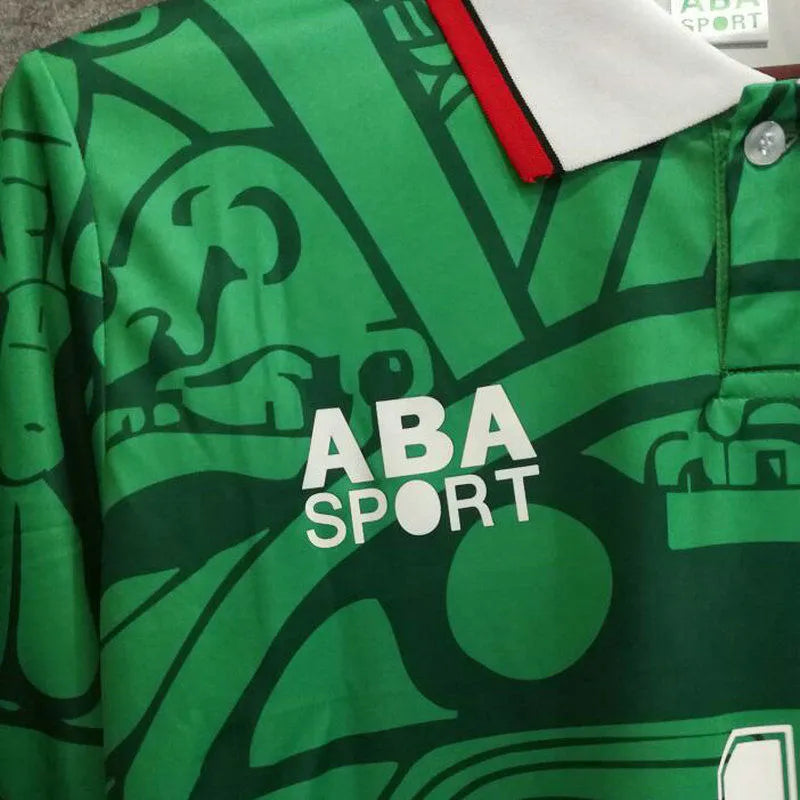1998 Mexico Home Retro Long Sleeve Soccer Jersey Detail 4