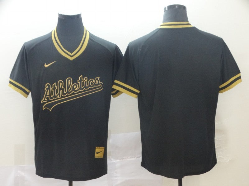 Men's Oakland Athletics Black Replica Blank Jerseys
