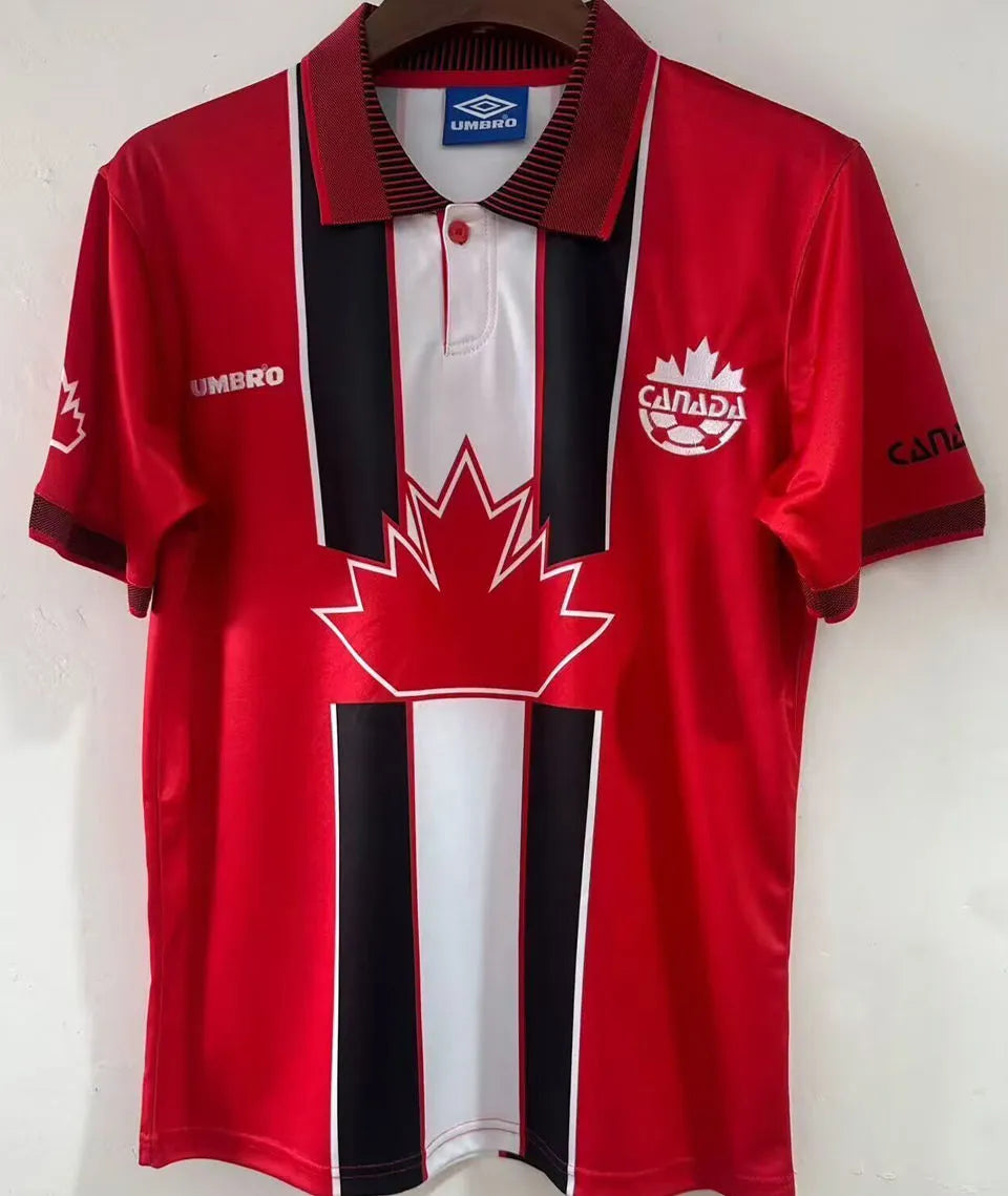 1998 Canada Home Red Retro Soccer Jersey Front