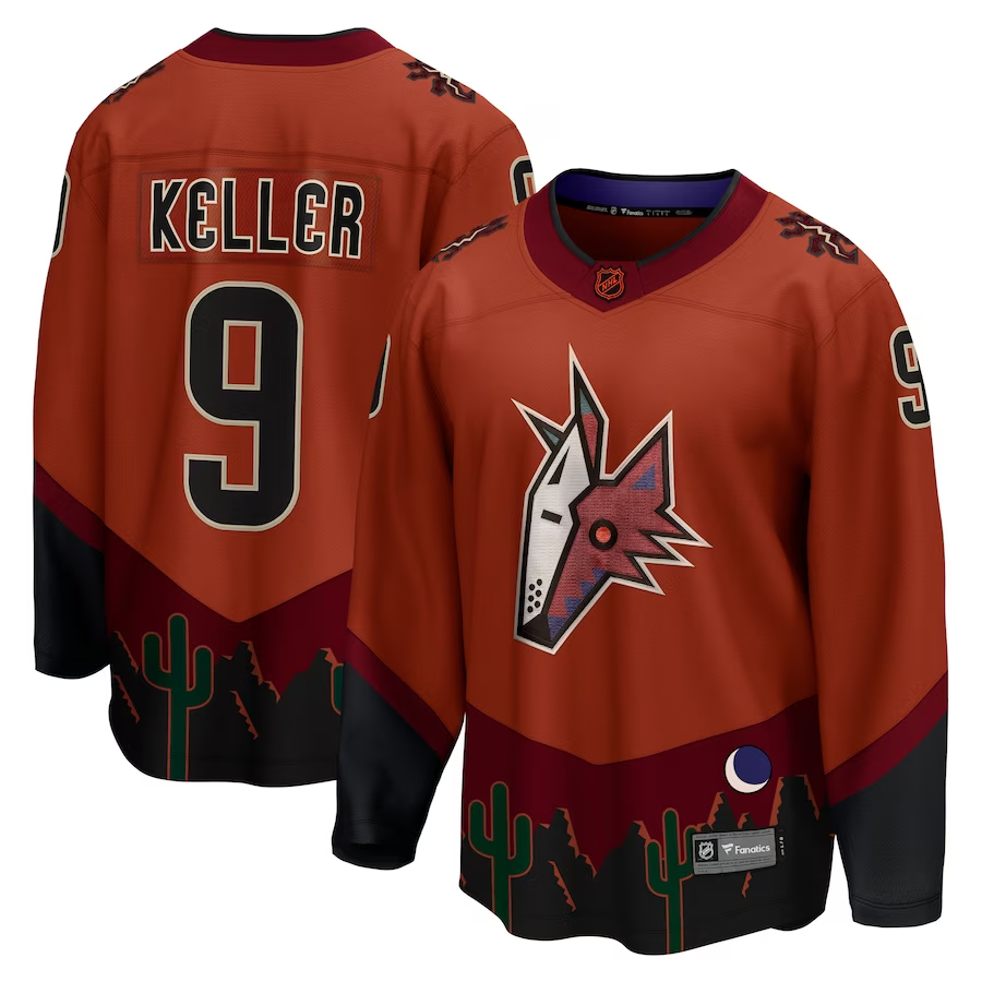 Men's Arizona Coyotes Clayton Keller #9 Burnt Orange Special Edition 2.0 Breakaway Player Jerseys