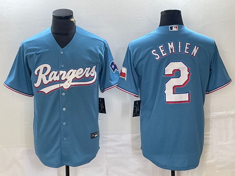 Men's Texas Rangers Marcus Semien #2 Light Blue Replica Player Jerseys