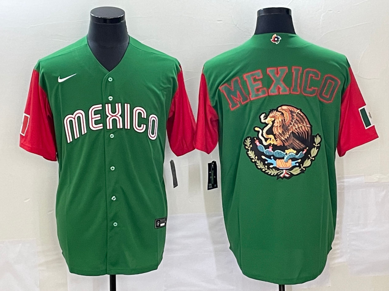 Men's 2023 World Baseball Classic Mexico Green/Red Alternate Game Jerseys