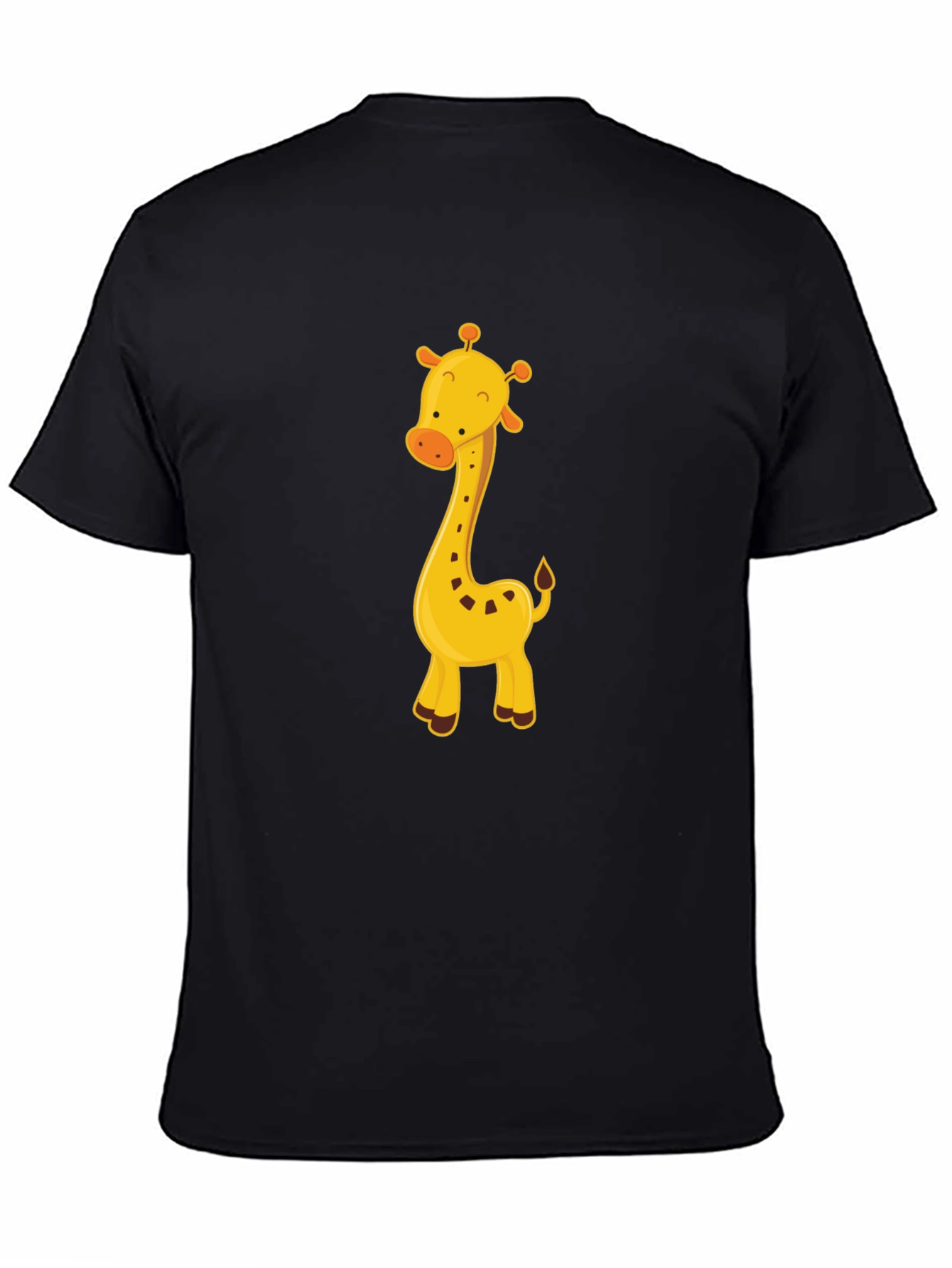 Cute Giraffe Graphic Tee - Black Cotton Blend