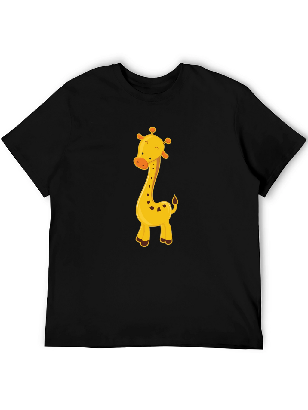 Cute Giraffe Graphic Tee - Black Cotton Blend