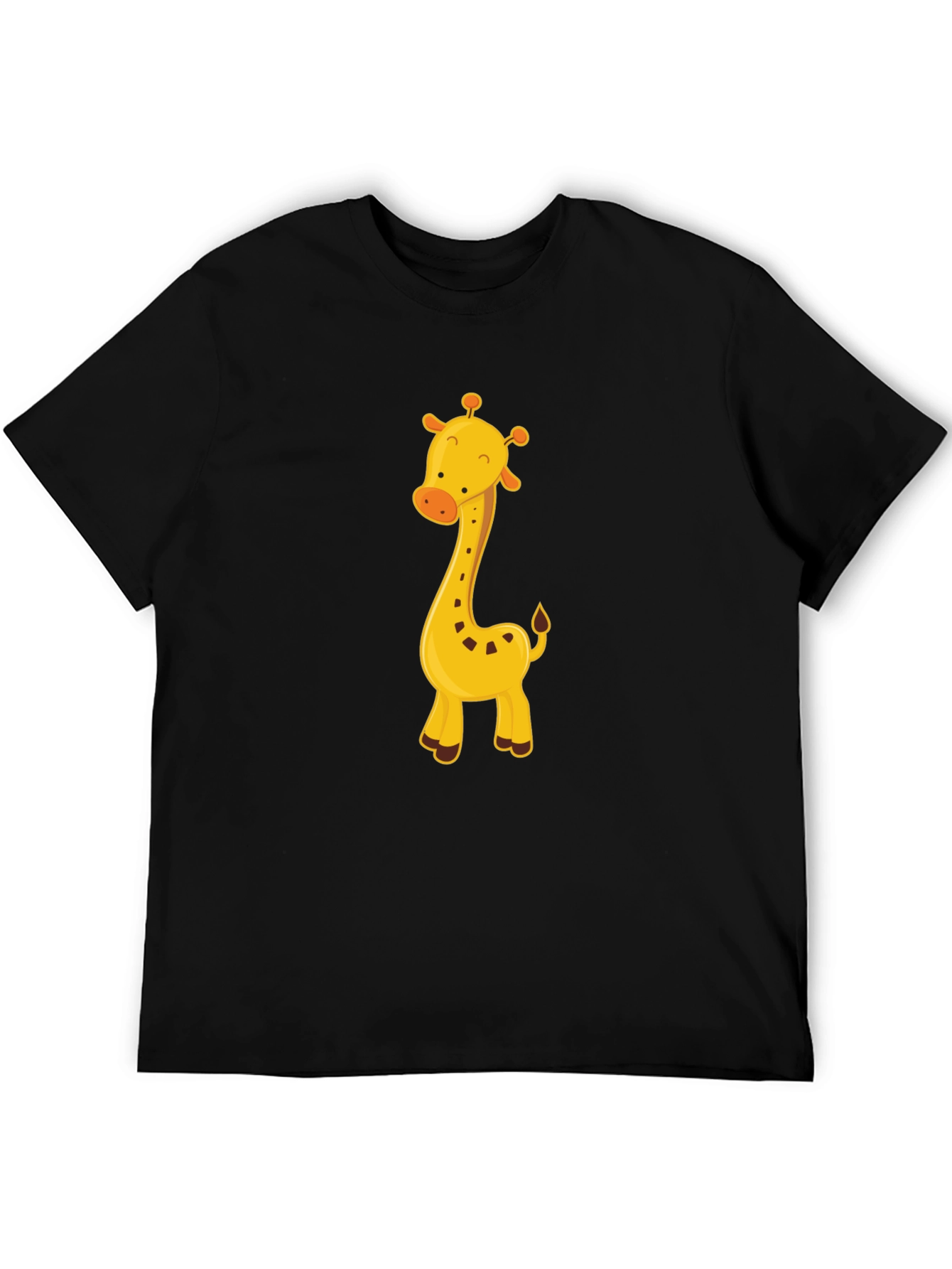 Cute Giraffe Graphic Tee - Black Cotton Blend