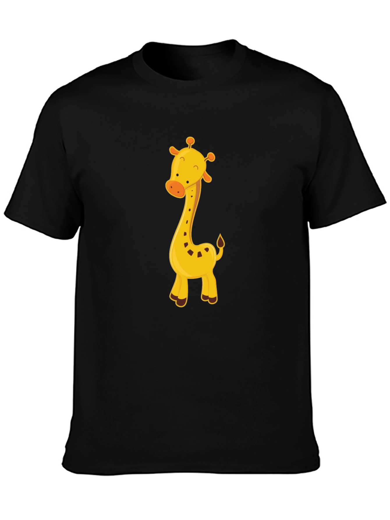 Cute Giraffe Graphic Tee - Black Cotton Blend