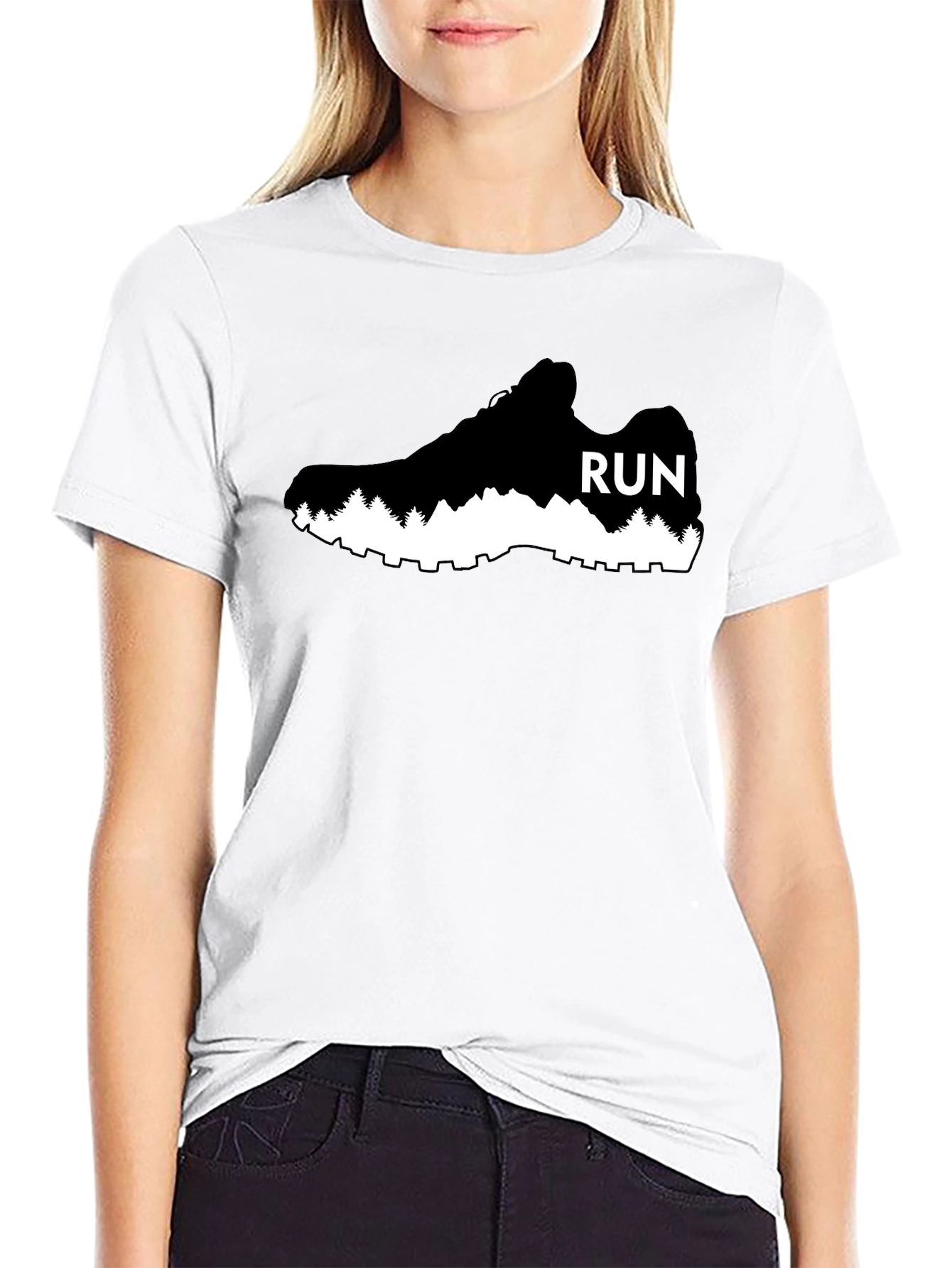 Run Shoe Graphic Tee - Black Cotton Casual Shirt