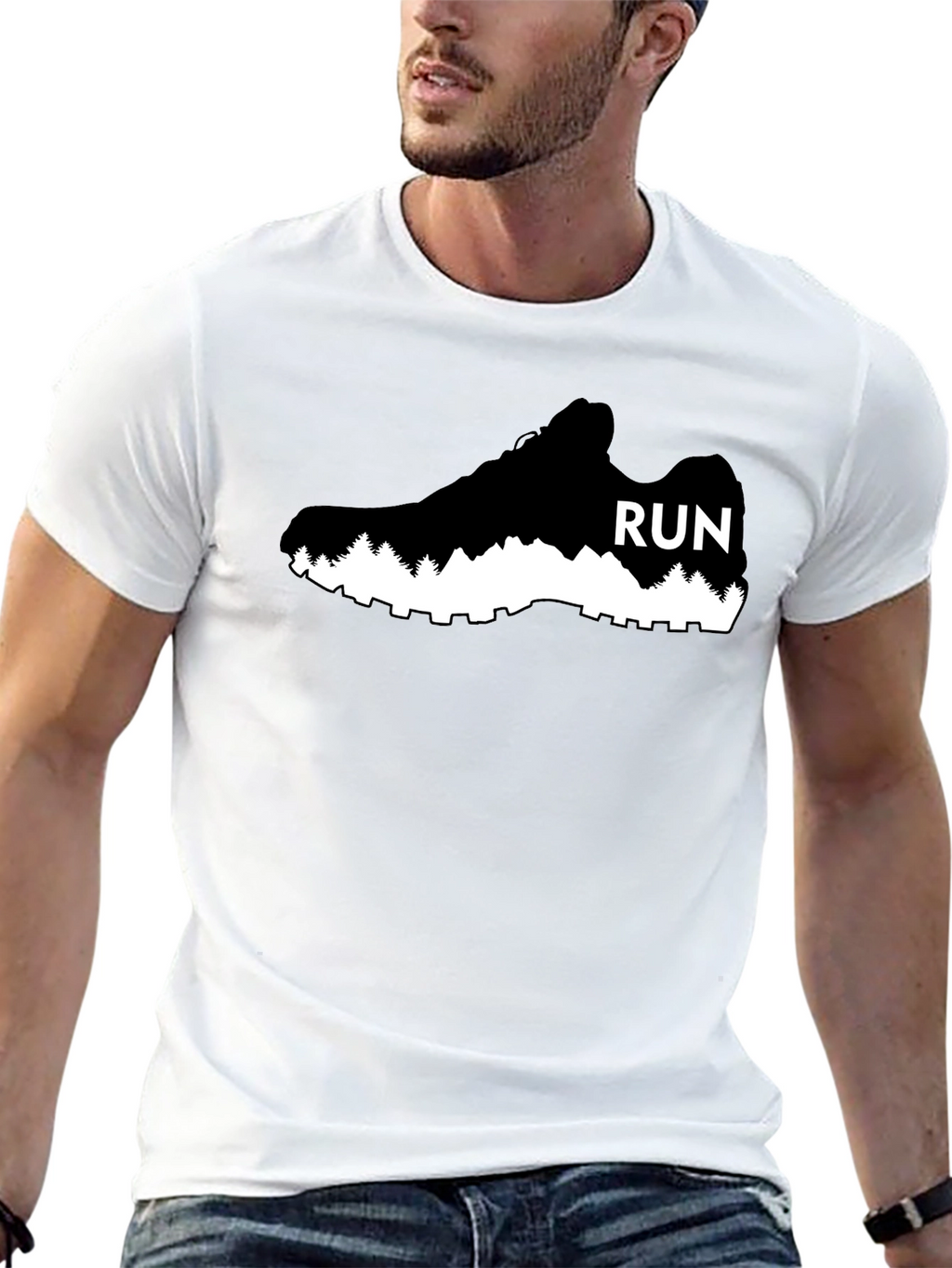 Run Shoe Graphic Tee - Black Cotton Casual Shirt