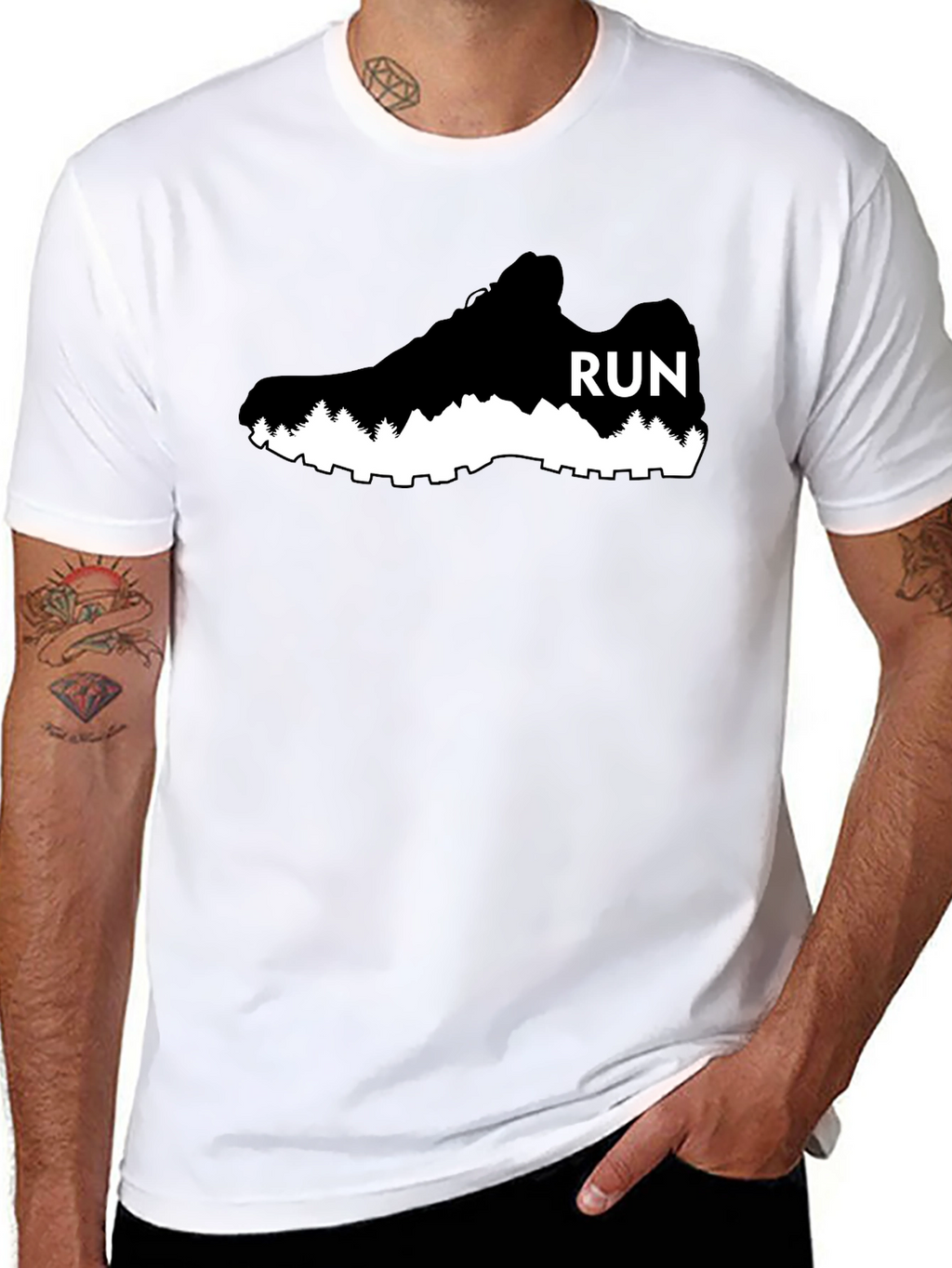 Run Shoe Graphic Tee - Black Cotton Casual Shirt