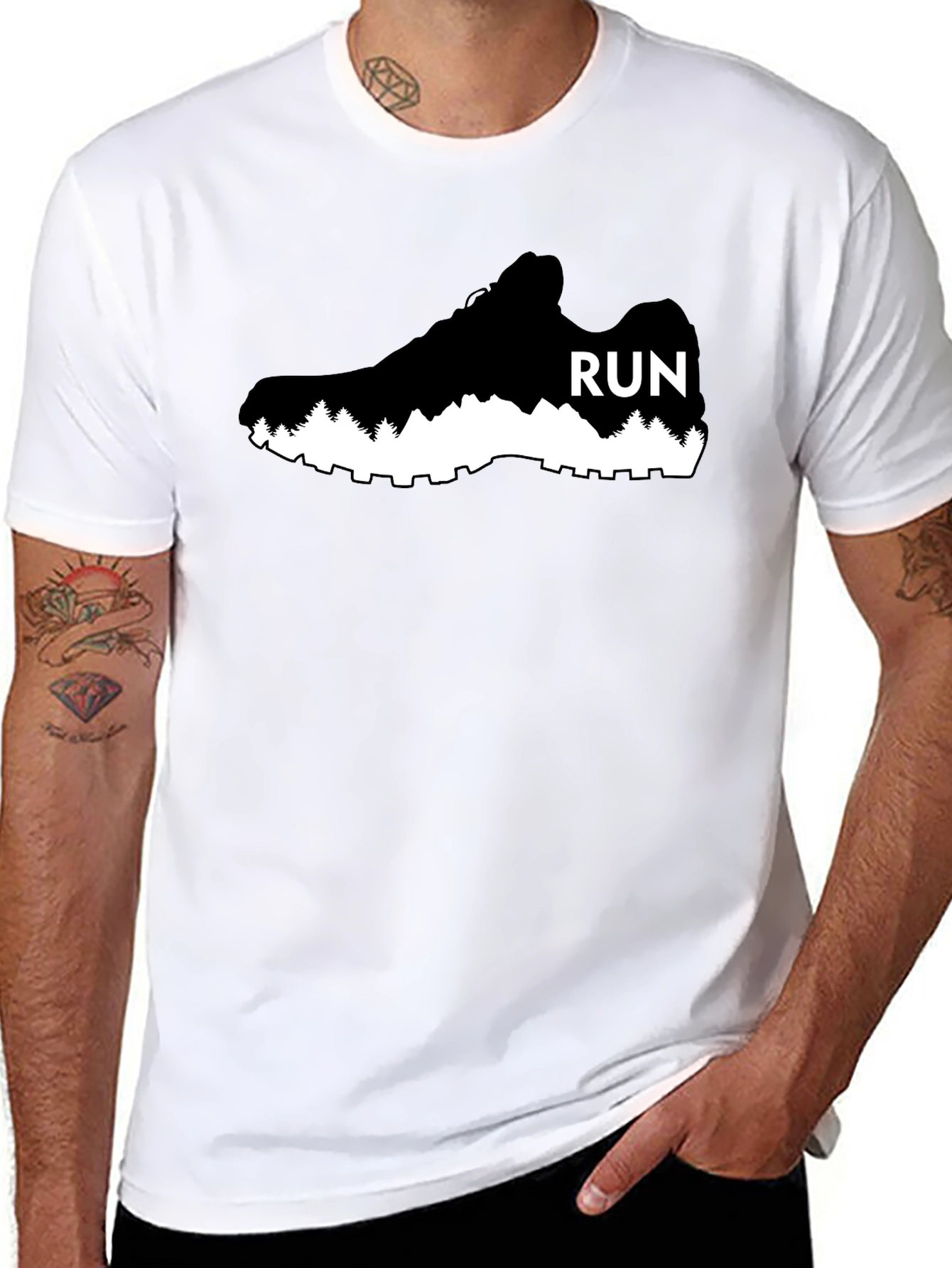 Run Shoe Graphic Tee - Black Cotton Casual Shirt