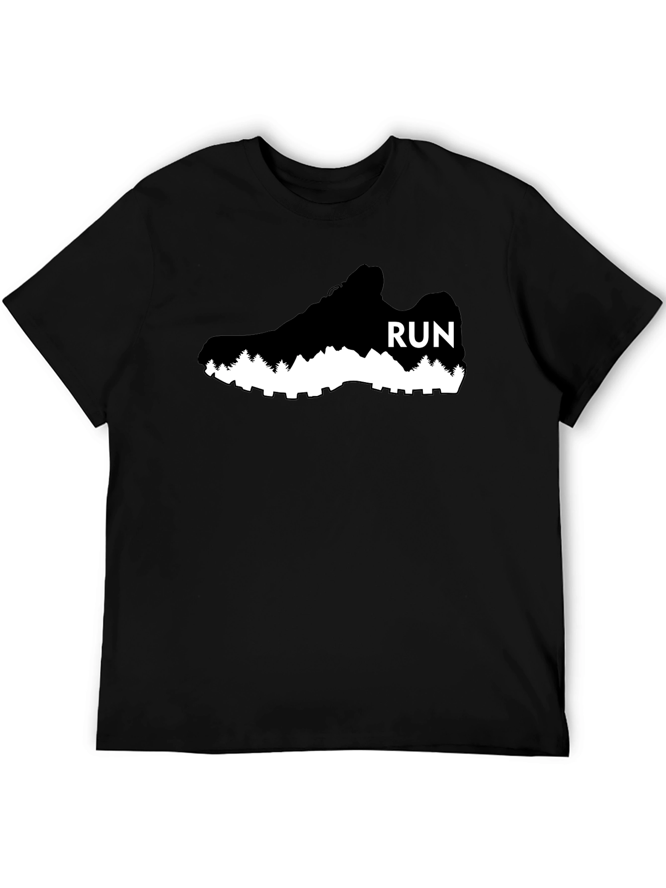Run Shoe Graphic Tee - Black Cotton Casual Shirt