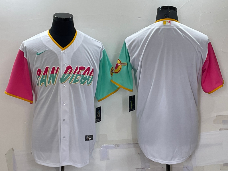 Men's San Diego Padres White City Connect Replica Blank Jerseys