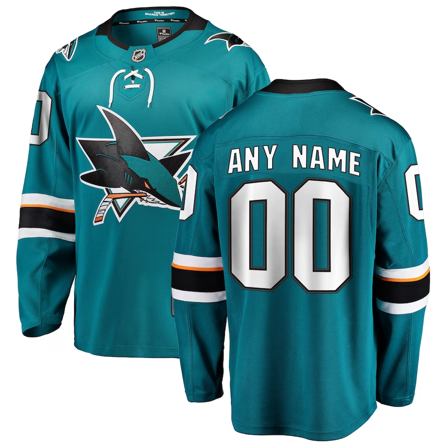 Men's San Jose Sharks Teal Home Breakaway Custom Jerseys