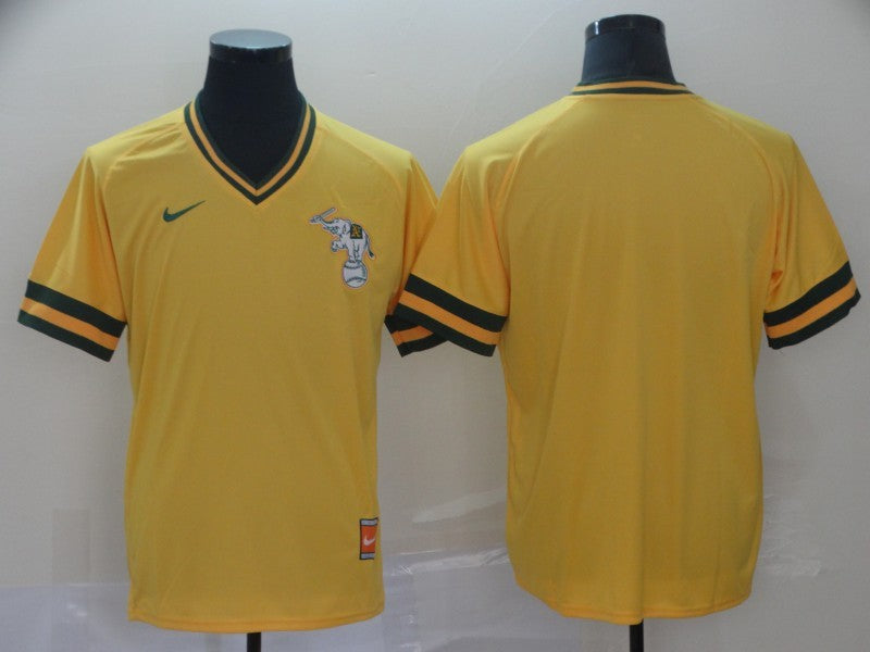 Men's Oakland Athletics Gold Blank Cooperstown Collection Mesh Batting Practice Jerseys