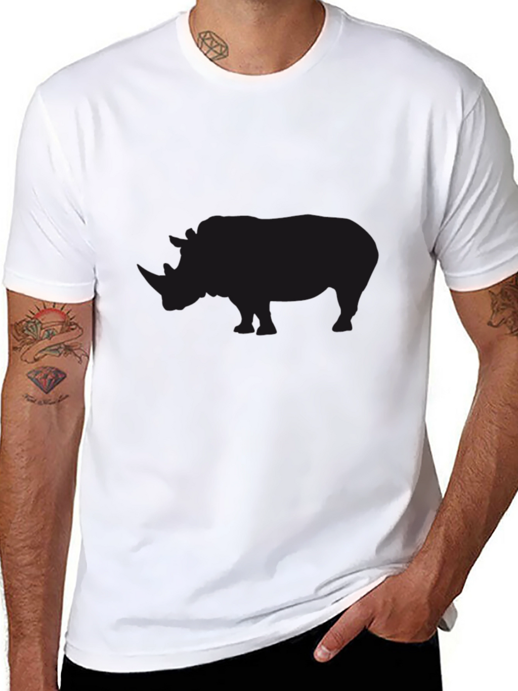 Black Rhino Silhouette Graphic T-Shirt