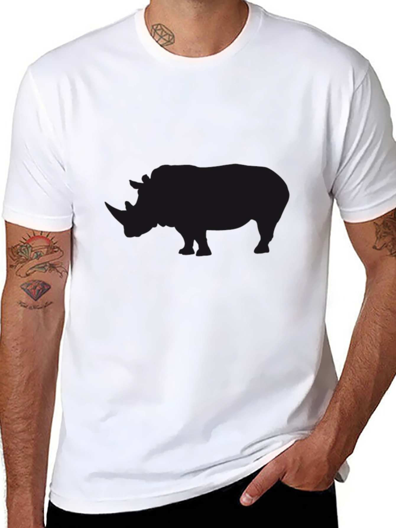 Black Rhino Silhouette Graphic T-Shirt