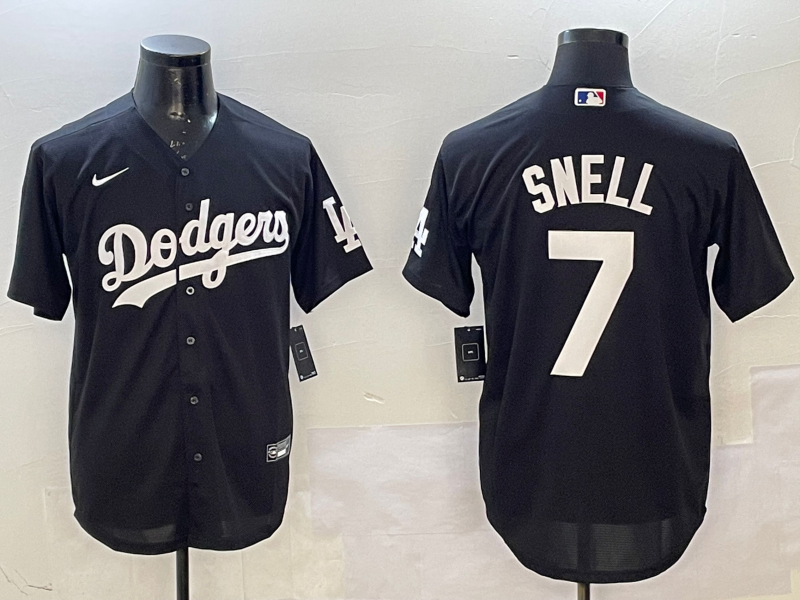 Men's Los Angeles Dodgers Blake Snell #7 Black Replica Player Jerseys