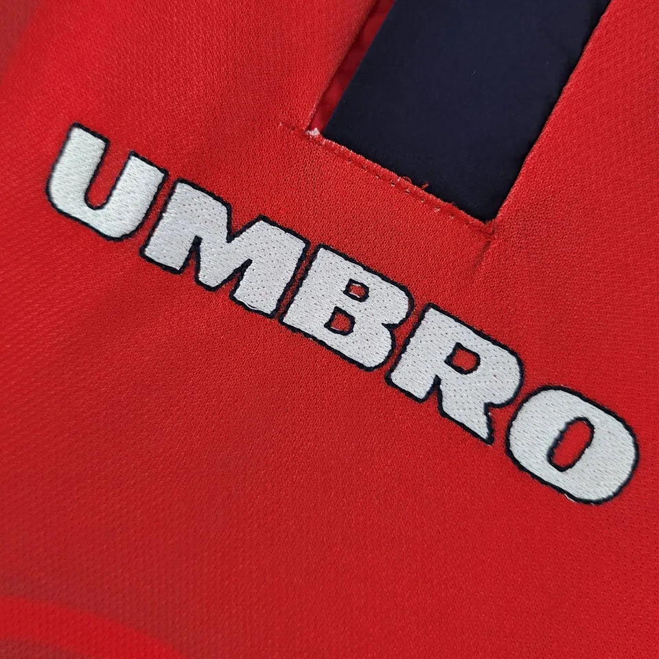 1998/99 Norway Red Retro Soccer Jersey Detail 3