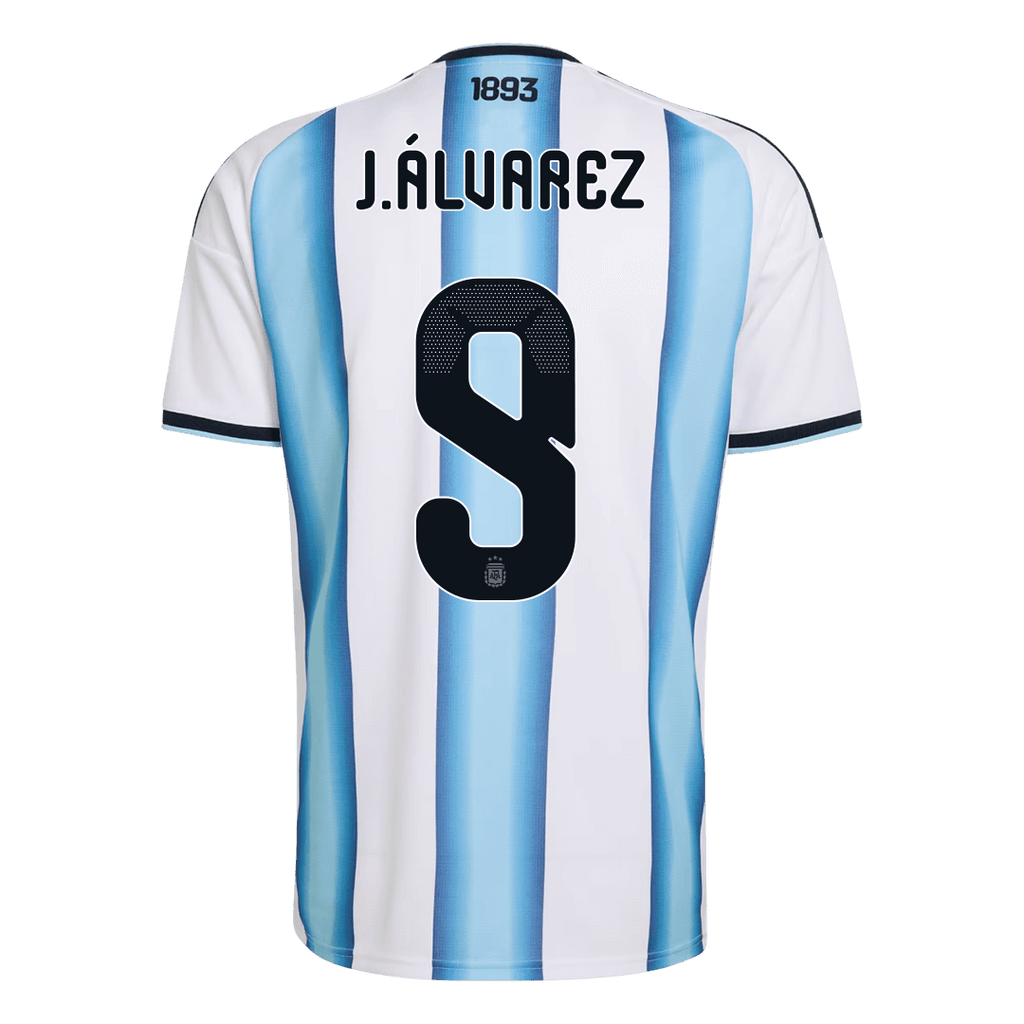 J.ÁLVAREZ #9 Argentina Home Soccer Jersey World Cup 2026 Blue&White Image 3