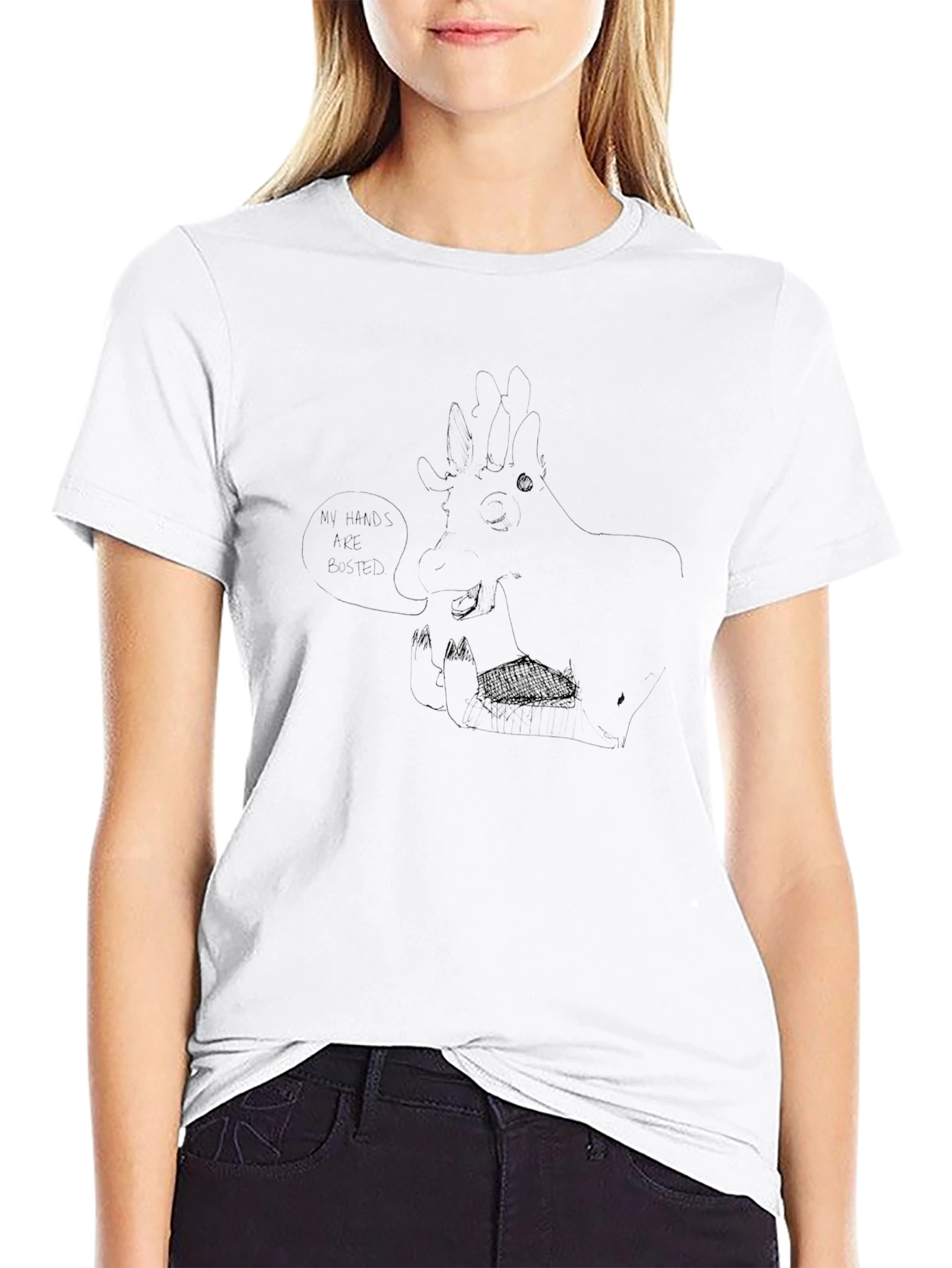 Mens Black T-Shirt with Quirky Giraffe Graphic