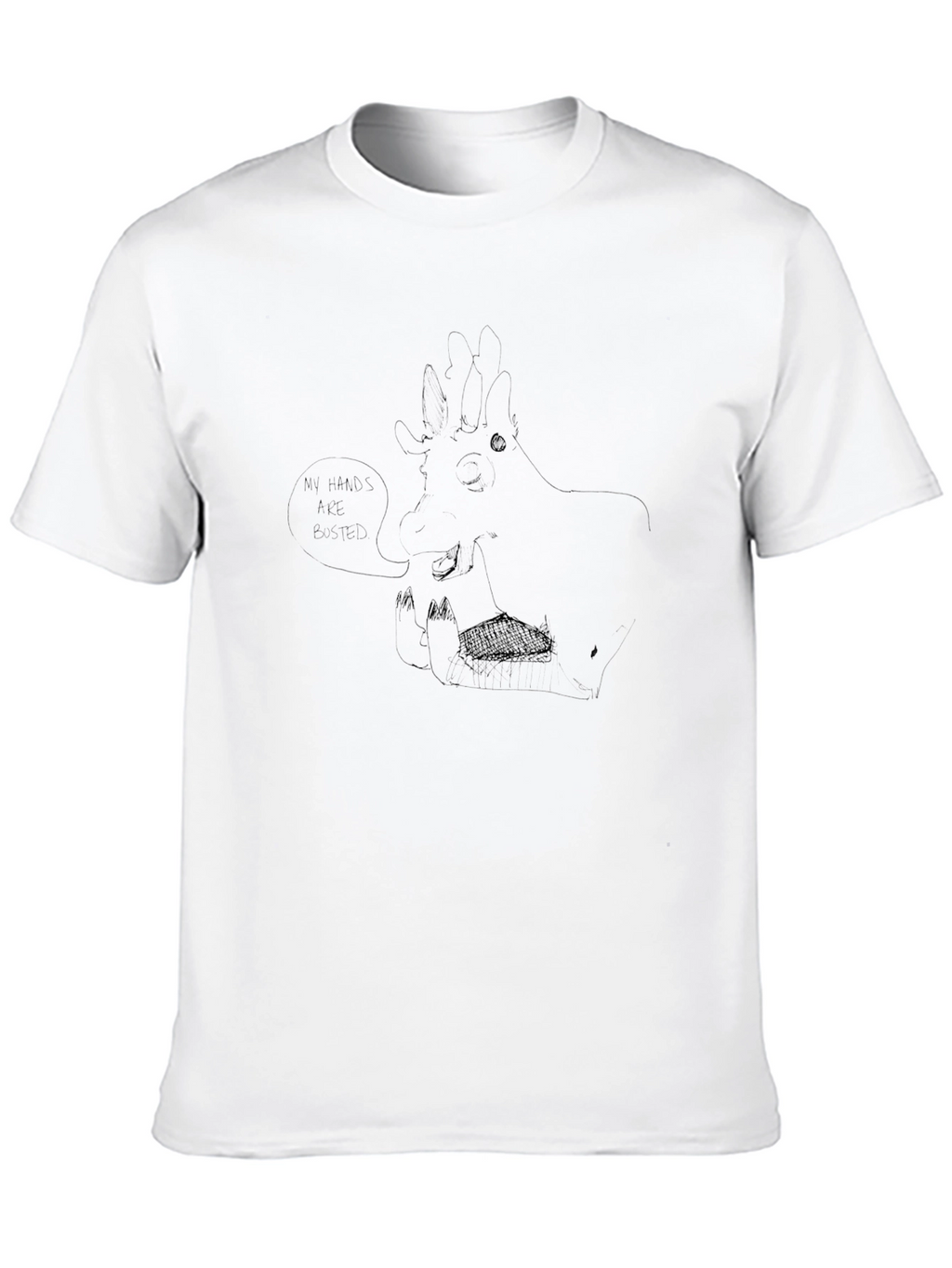 Mens Black T-Shirt with Quirky Giraffe Graphic