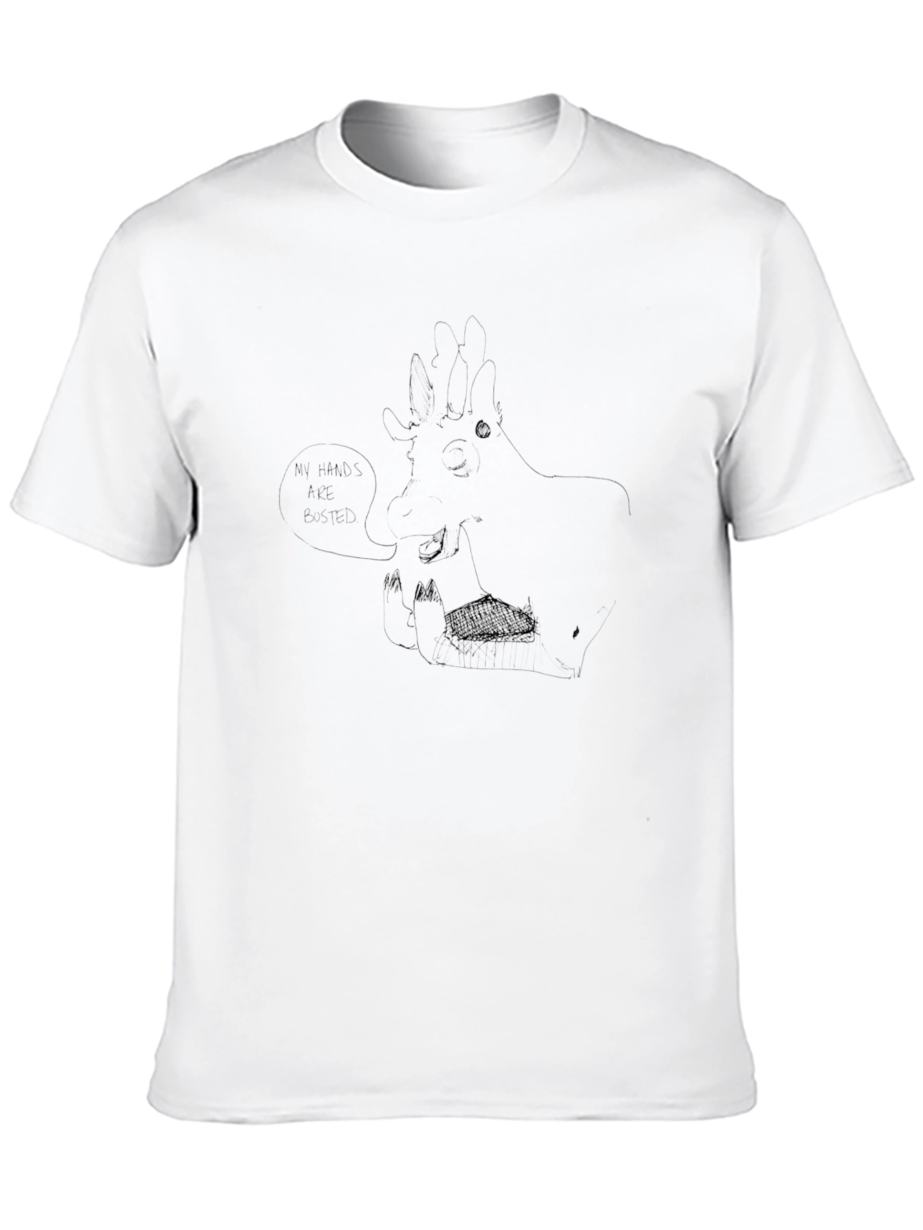 Mens Black T-Shirt with Quirky Giraffe Graphic